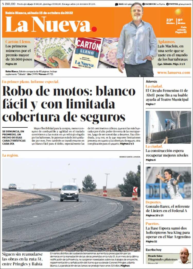 Portada de La Nueva Provincia (Argentina)