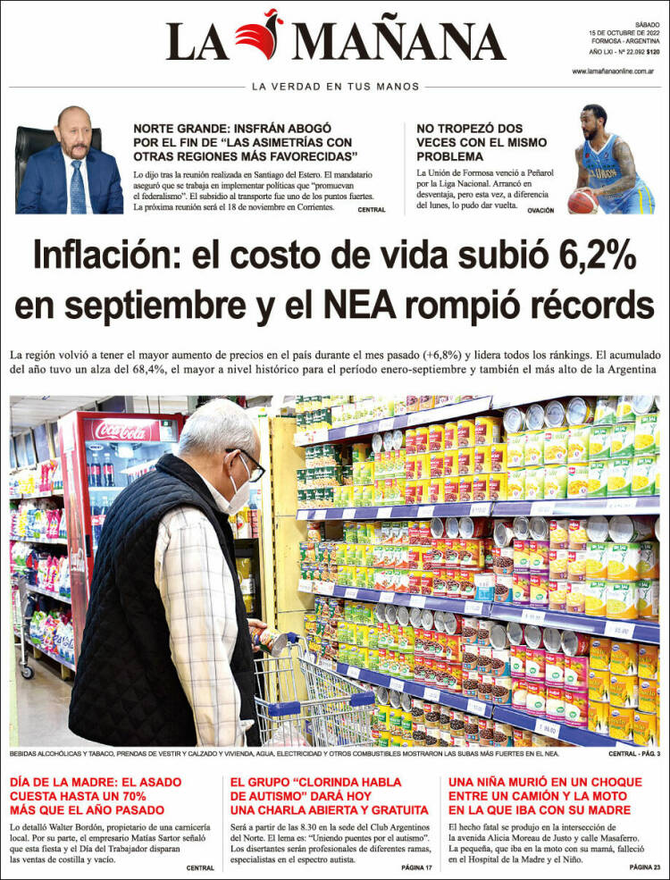 Portada de Diario La Mañana (Argentina)