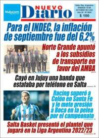 Portada de Nuevo Diario de Salta (Argentina)