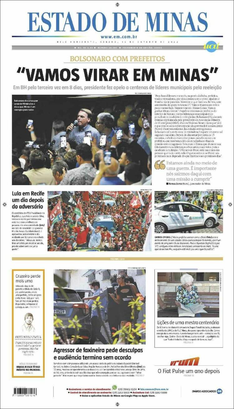 Portada de Jornal Estado de Minas (Brasil)