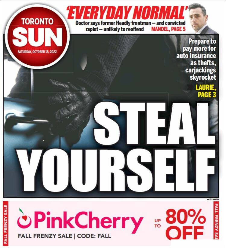 Portada de The Toronto Sun (Canadá)