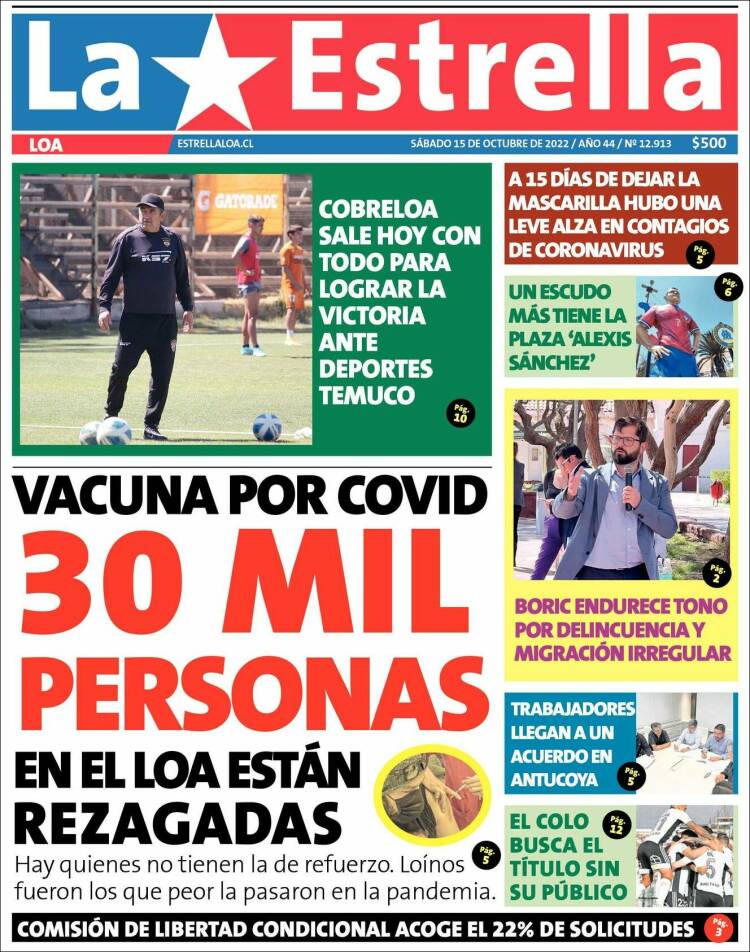 Portada de La Estrella de Loa (Chile)