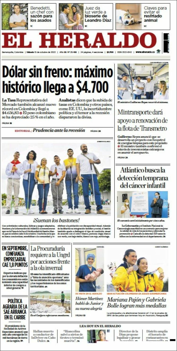 Portada de El Heraldo (Colombia)