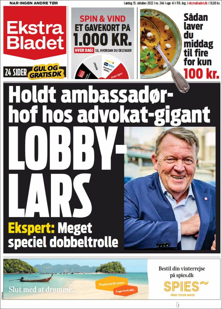 Portada de Ekstra Bladet (Dinamarca)