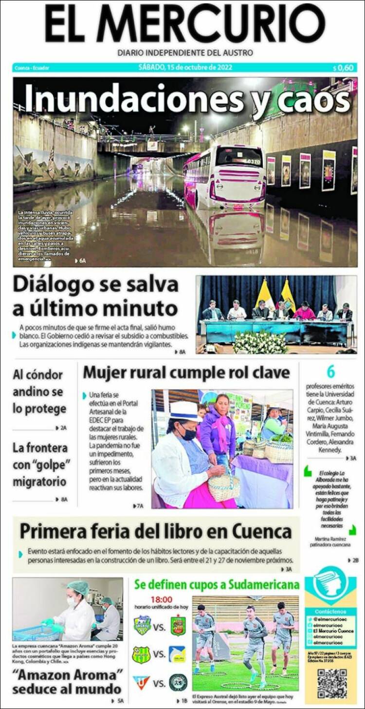 Portada de Diario El Mercurio (Ecuador)