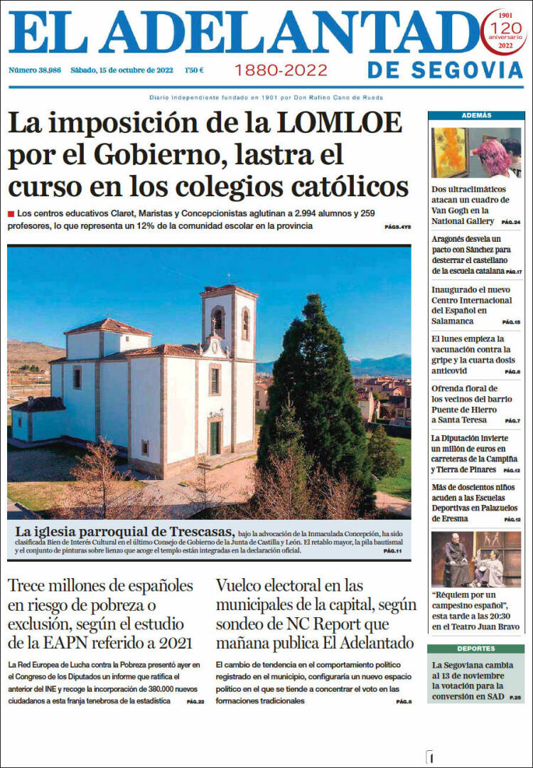 Portada de El Adelantado de Segovia (España)