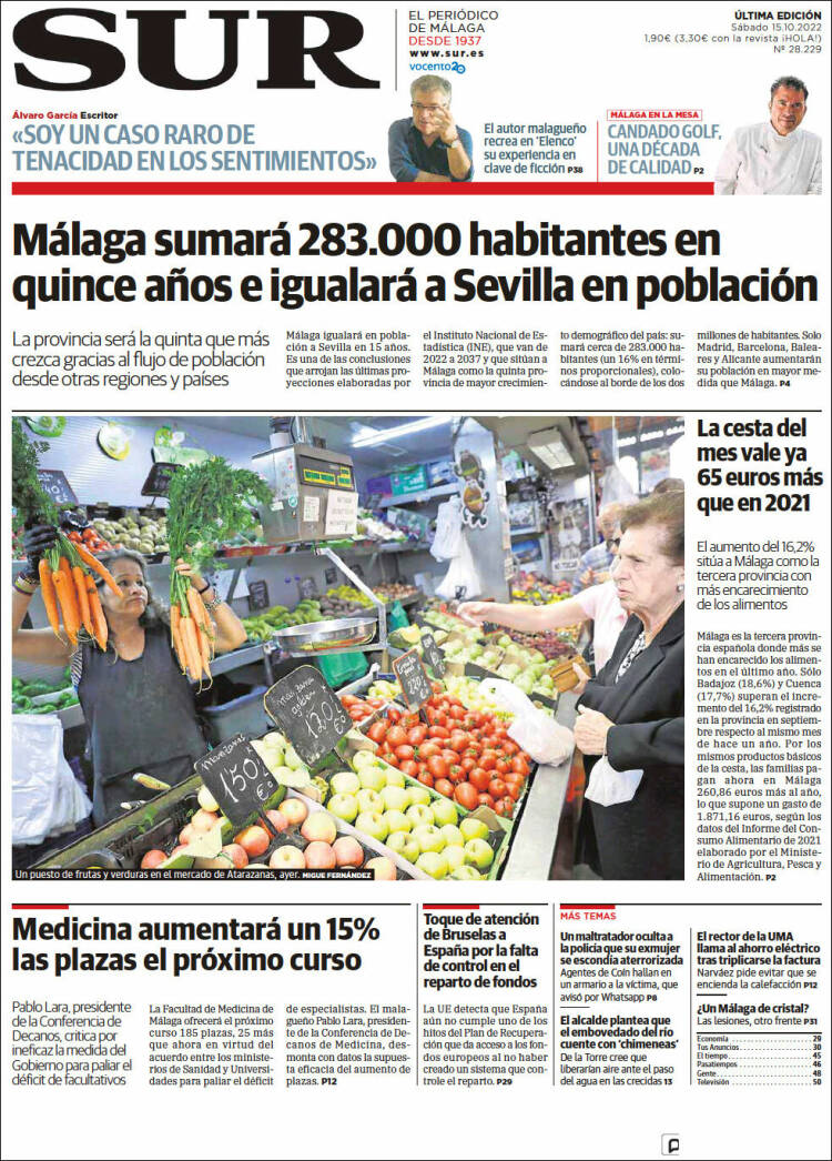 Portada de Diario el Sur (España)