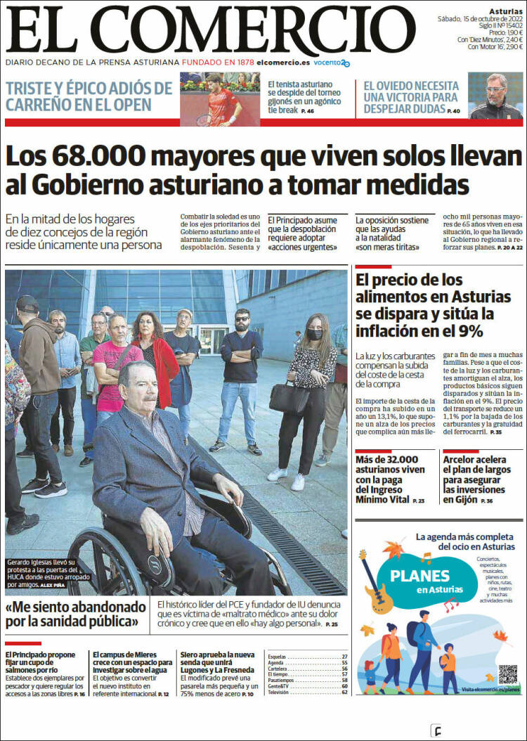 Portada de El Comercio (España)