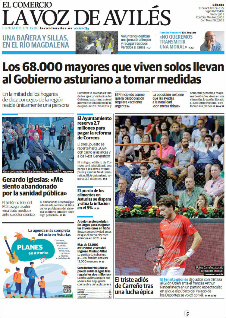 Portada de El Comercio - Avilés (España)