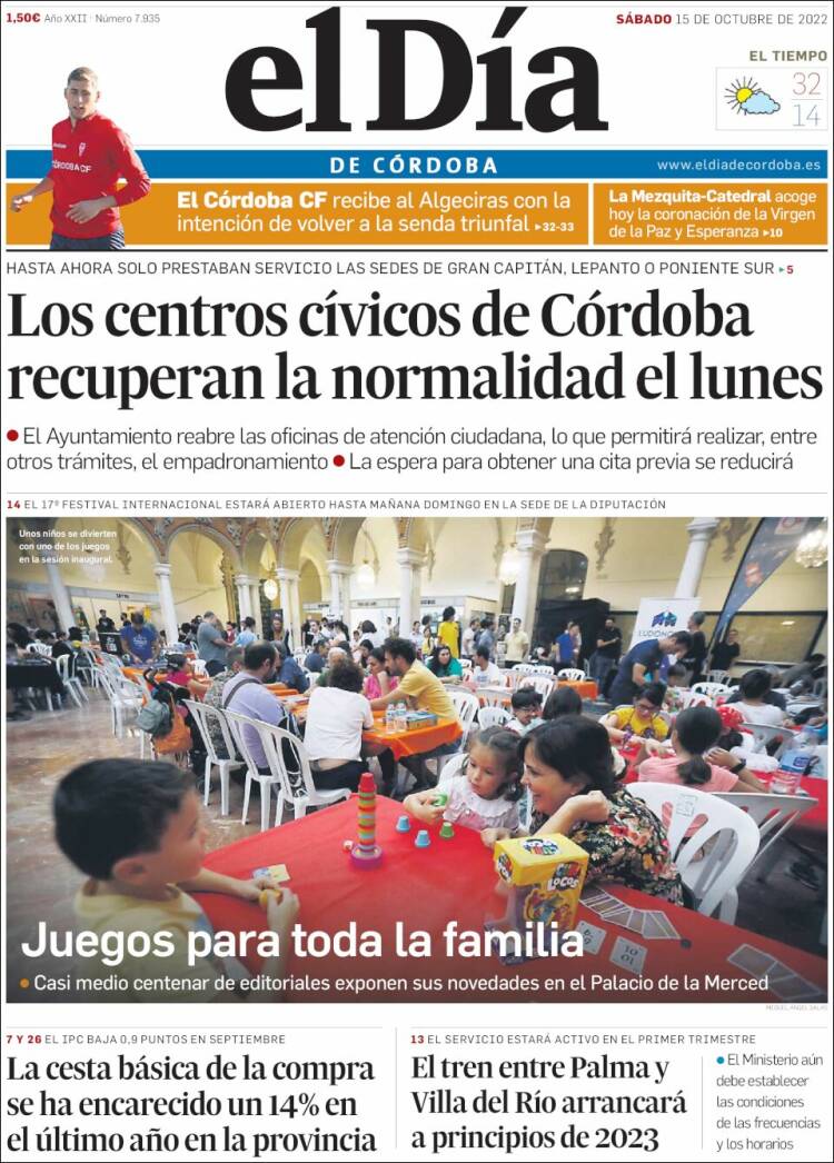 Portada de El Día de Córdoba (España)