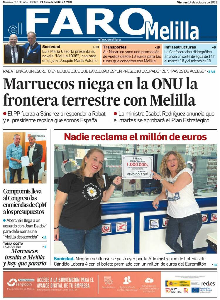 Portada de El Faro de Melilla (España)
