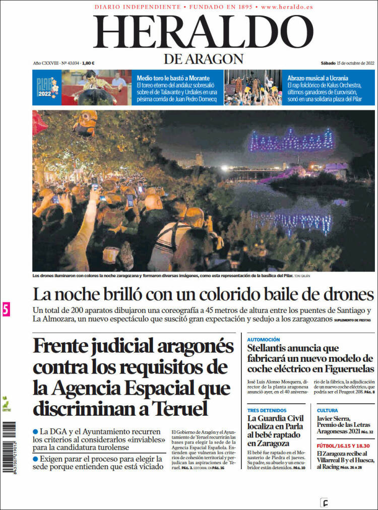 Portada de Heraldo de Aragón (España)