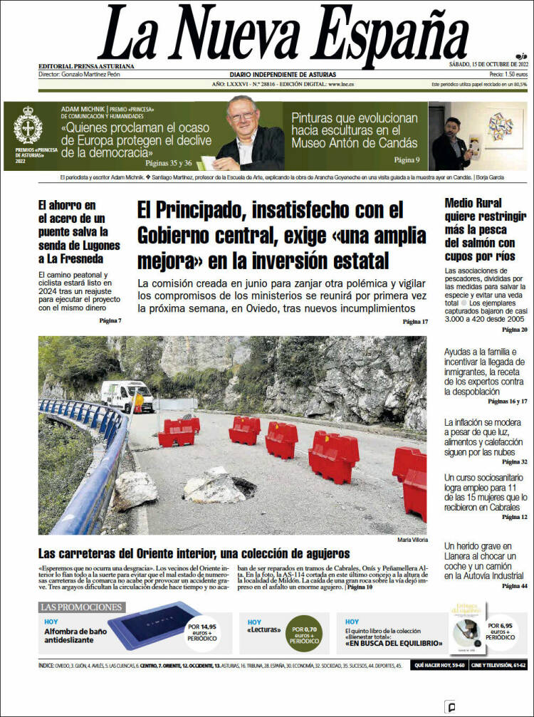 Portada de La Nueva España (España)