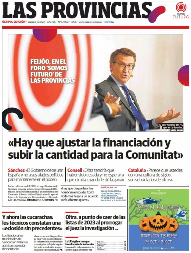 Portada de Las Provincias (España)