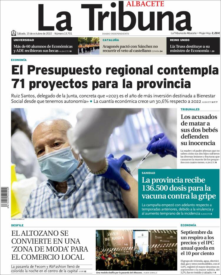 Portada de La Tribuna de Albacete (España)