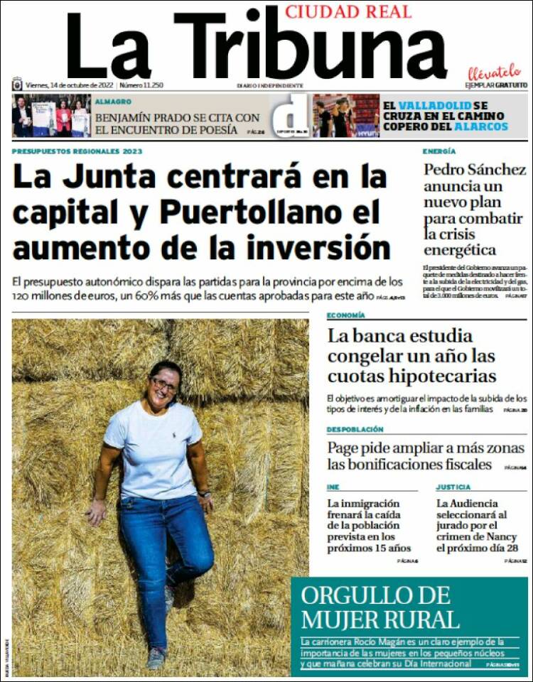 Portada de La Tribuna de Ciudad Real (España)