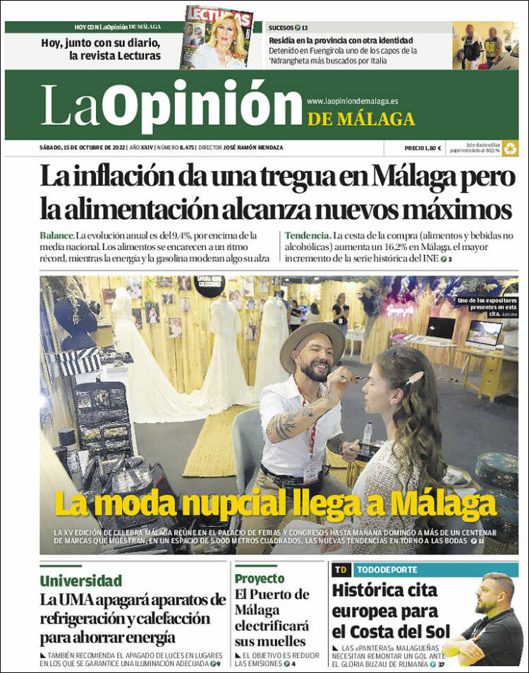 Portada de La Opinión de Málaga (España)