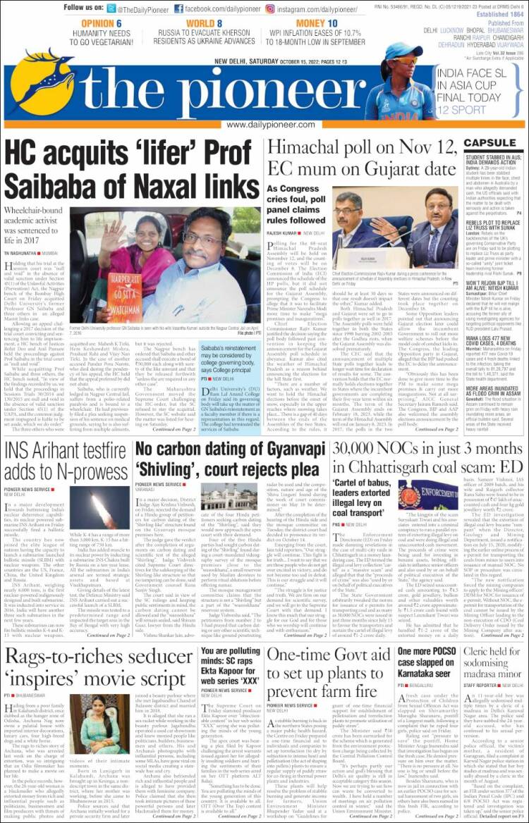 Portada de The Pioneer (India)