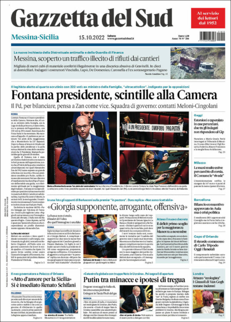 Portada de Gazzetta del Sud (Italia)