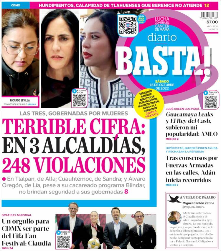 Portada de Diario Basta (México)