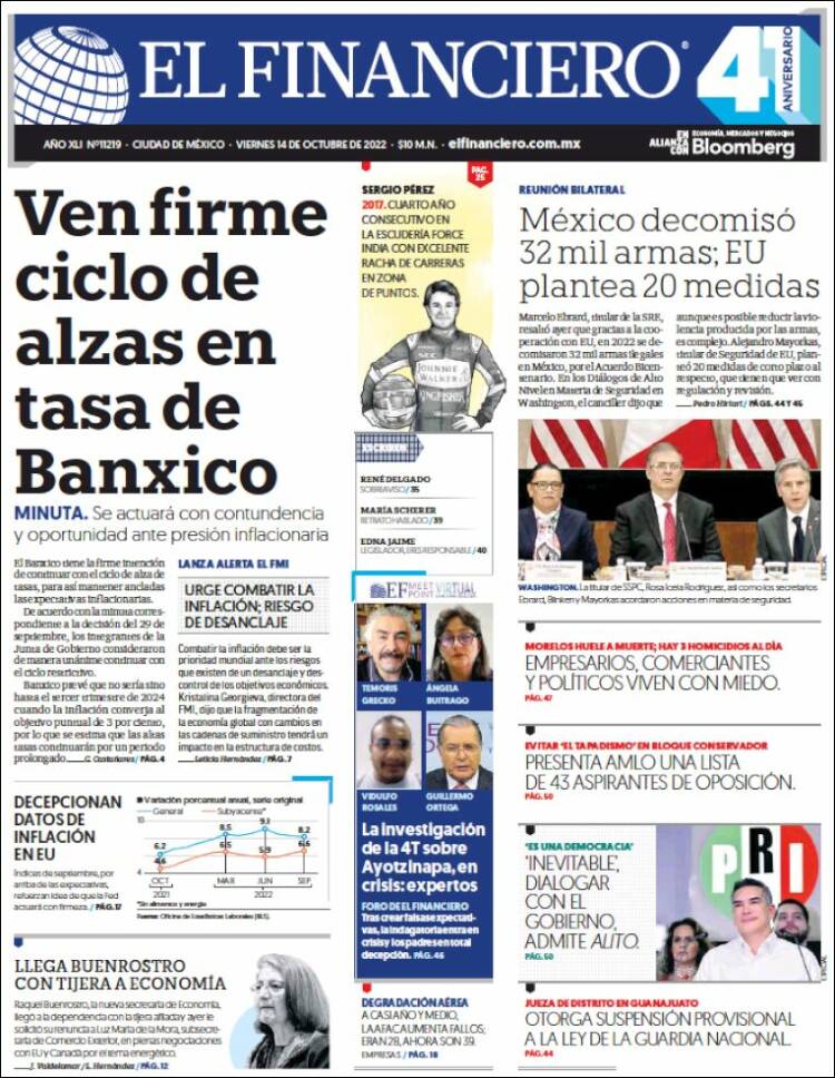 Portada de El Financiero (México)
