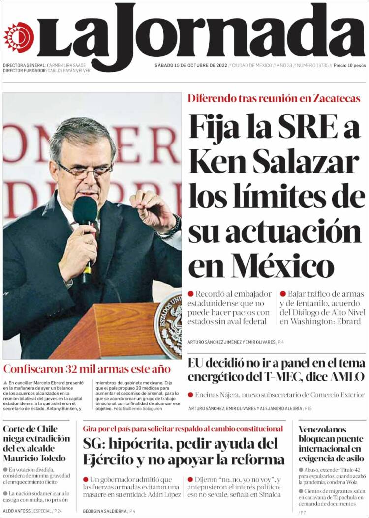 Portada de La Jornada (México)