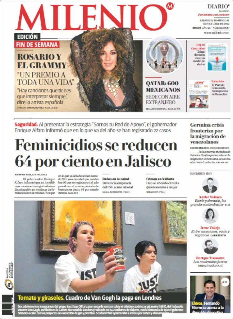 Portada de Milenio - Jalisco (México)