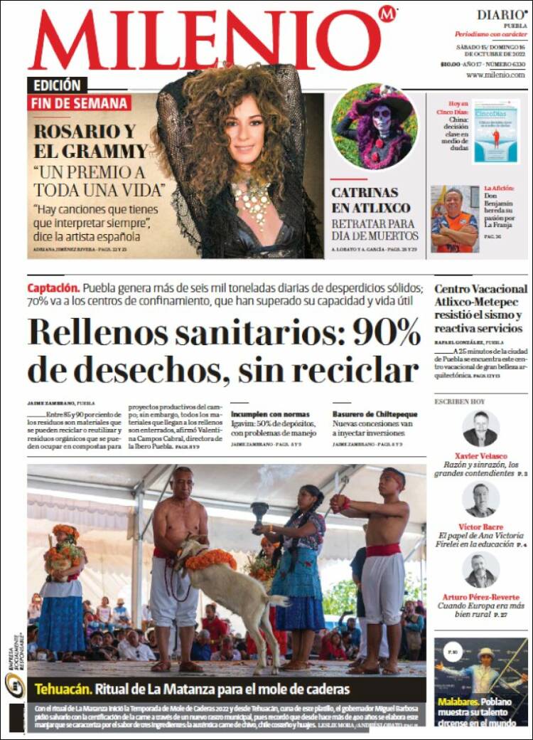 Portada de Milenio de Puebla (México)