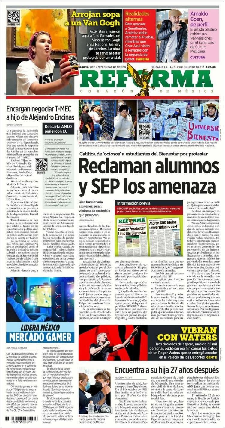 Portada de Reforma (México)