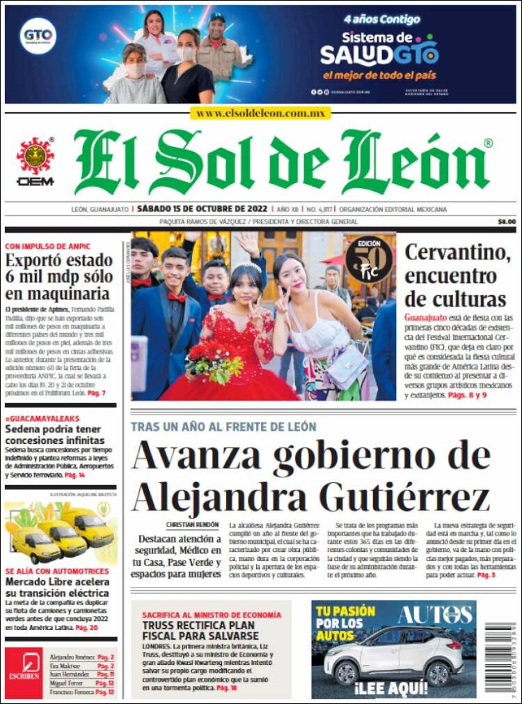 Portada de El Sol de León (México)
