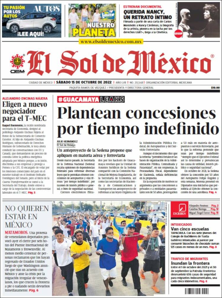 Portada de El Sol de México (México)