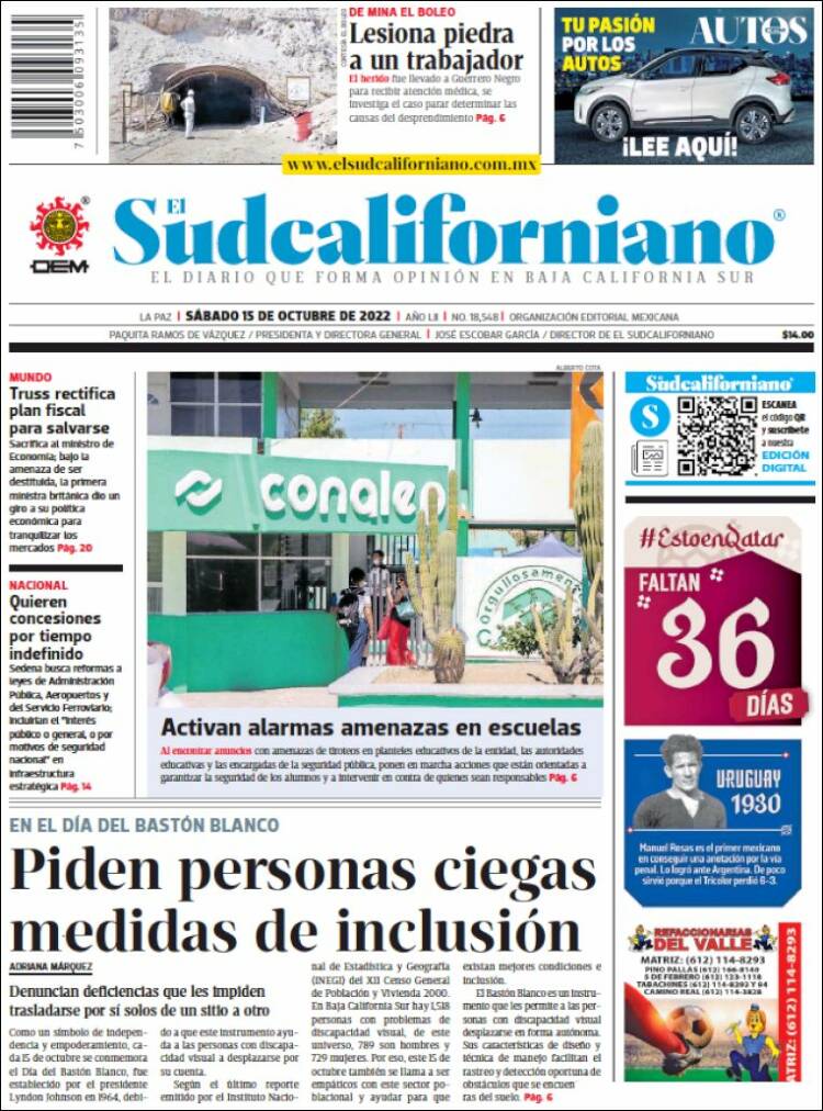 Portada de El Sudcaliforniano (México)