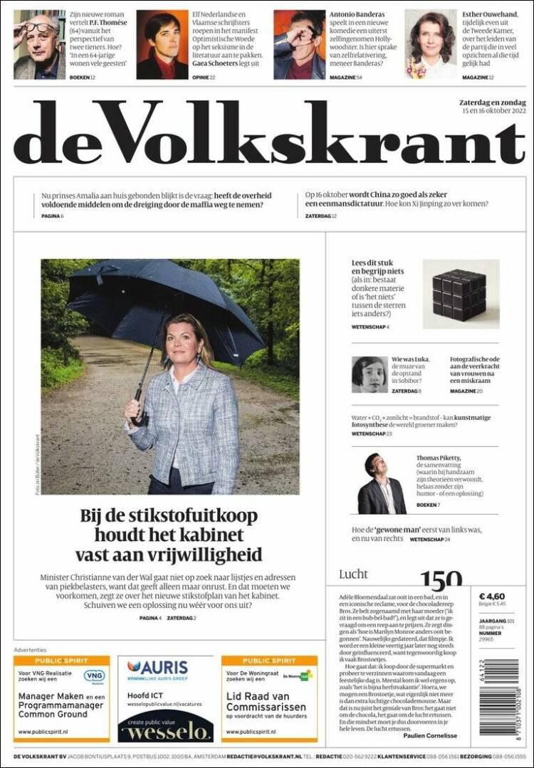 Portada de De Volkskrant (Pa&iacute;ses Bajos)