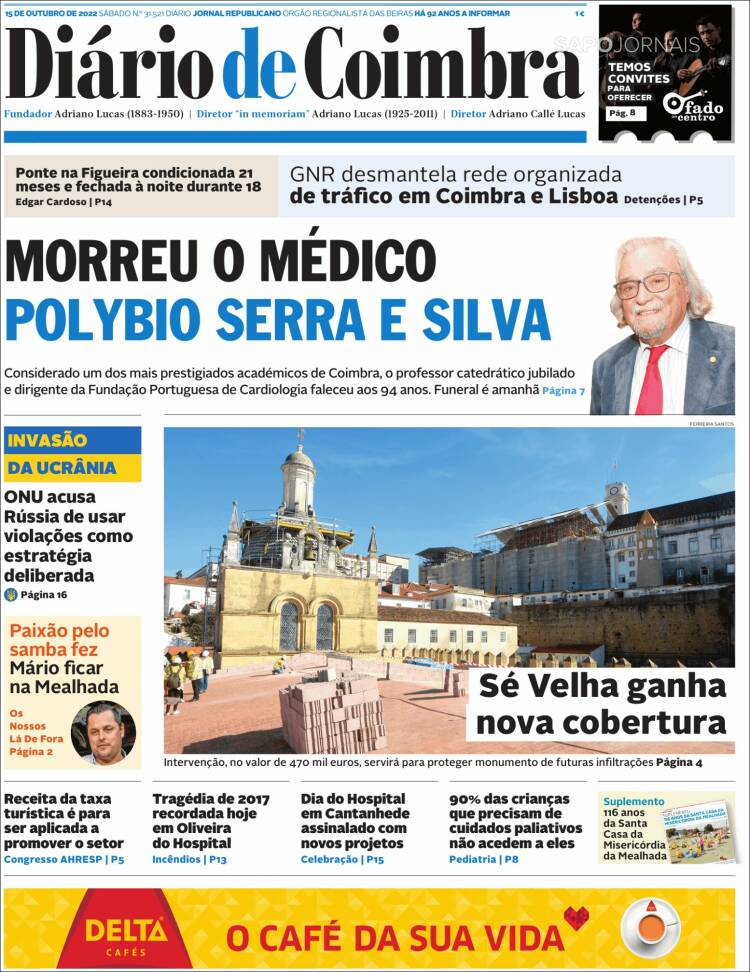 Portada de Diário de Coimbra (Portugal)