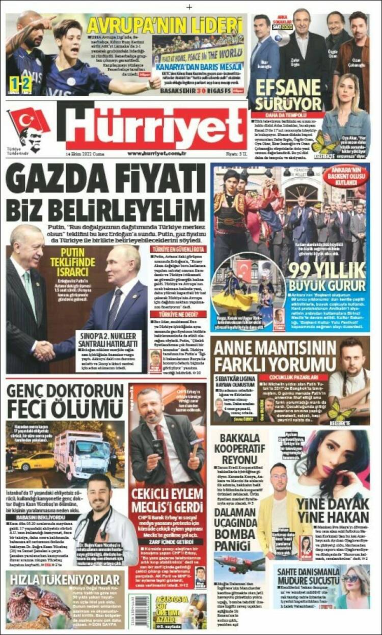Portada de Hürriyet (Turqu&iacute;a)