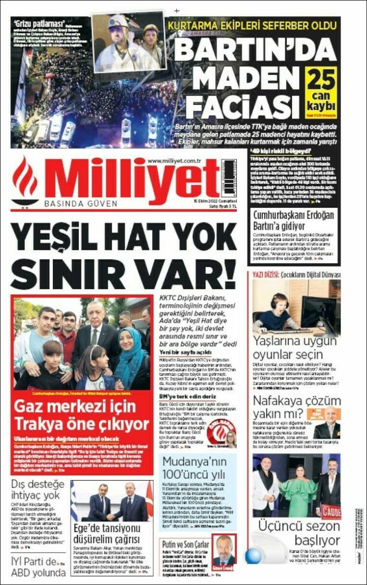 Portada de Milliyet (Turqu&iacute;a)