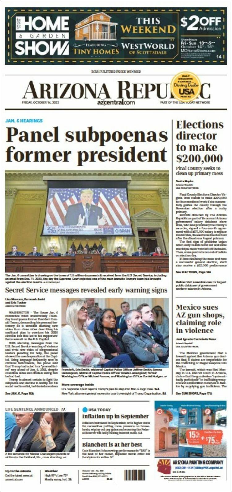 Portada de Arizona Republic News (USA)