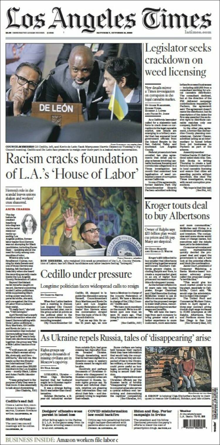 Portada de Los Angeles Times (USA)