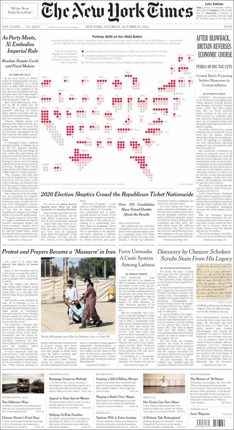 Portada de New York Times (USA)