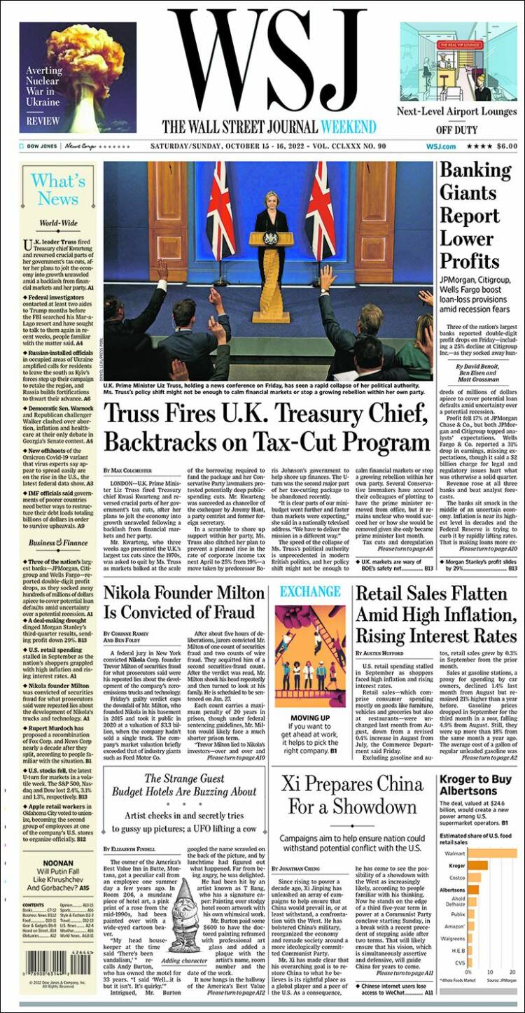 Portada de Wall Street Journal (USA)