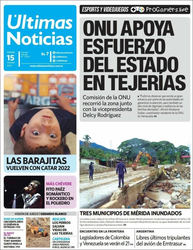 Portada de Últimas Noticias (Venezuela)