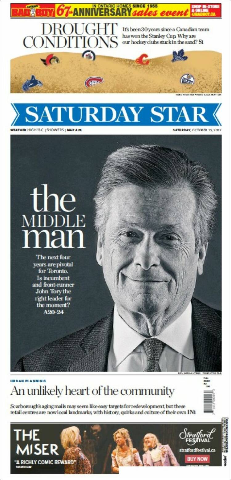 Portada de The Toronto Star (Canadá)