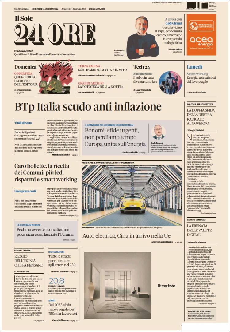 Portada de Il Sole 24 ORE (Italia)