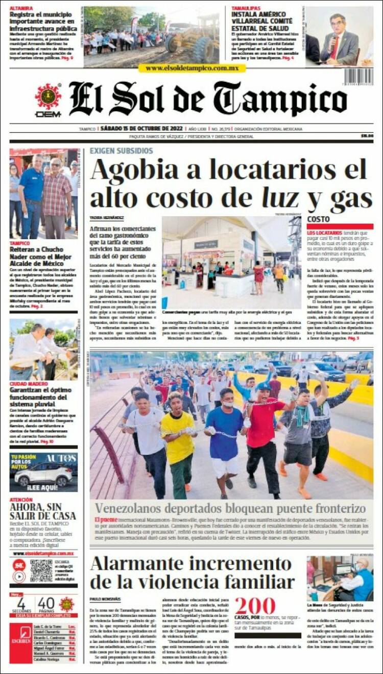 Periódico El Sol de Tampico (México). Periódicos de México. Edición de