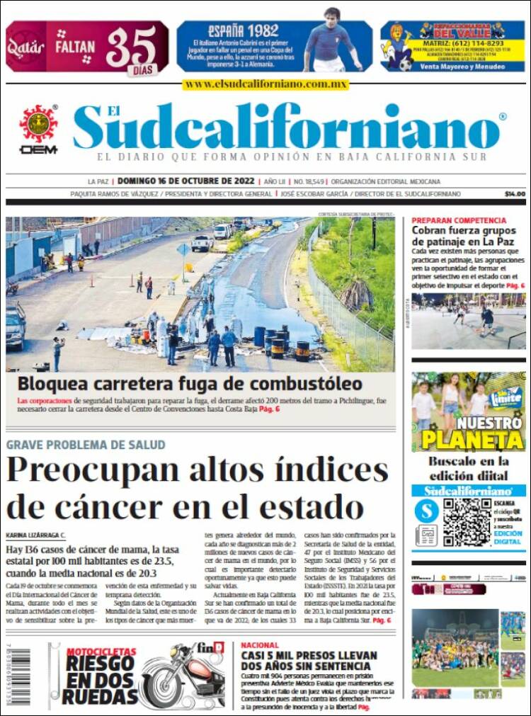 Portada de El Sudcaliforniano (México)