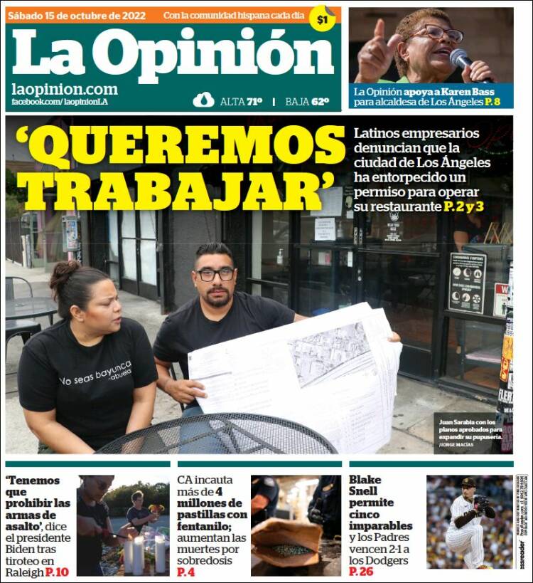 Portada de La Opinión (USA)