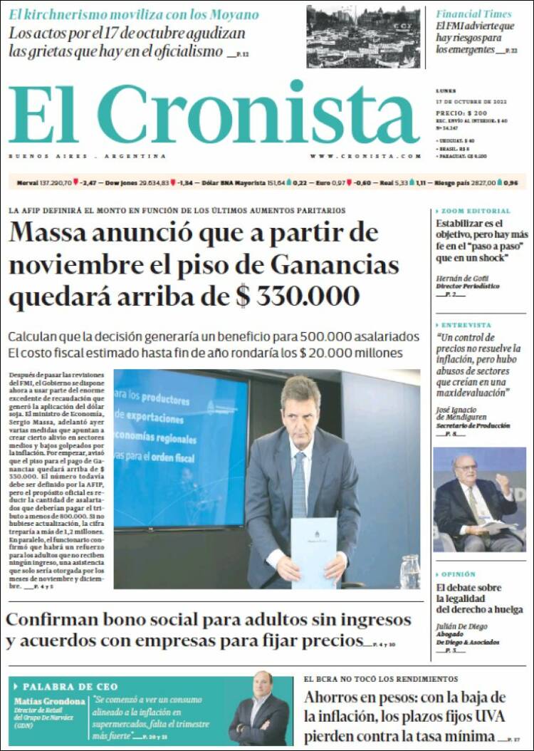 Portada de El Cronista Comercial (Argentina)