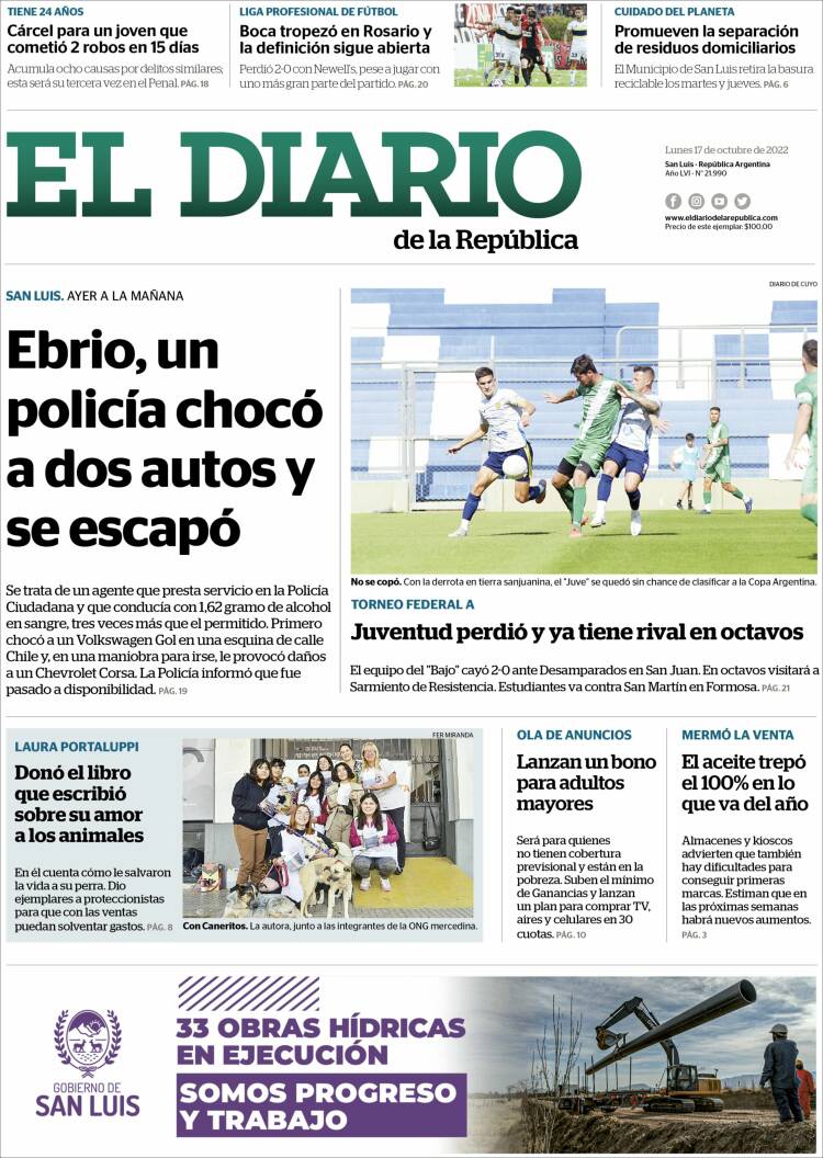 Portada de Diario de la República (Argentina)