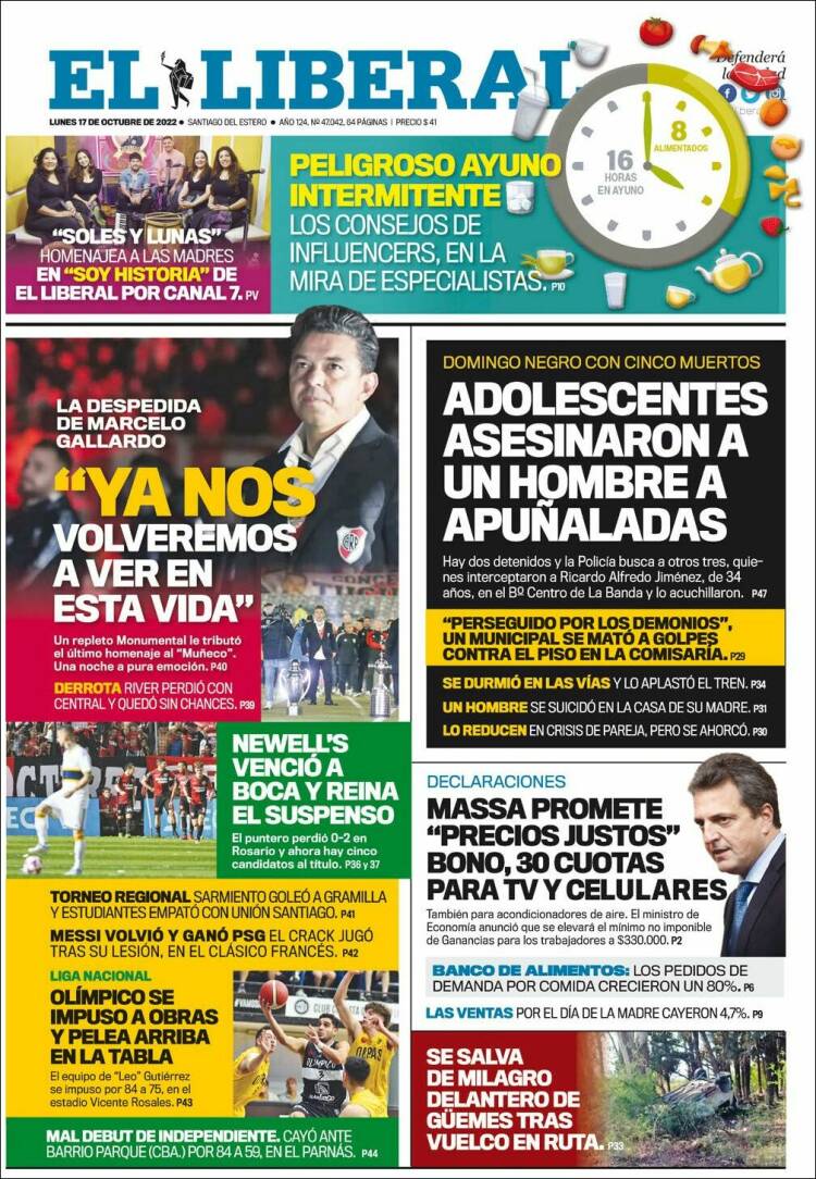 Portada de Diario El Liberal (Argentina)