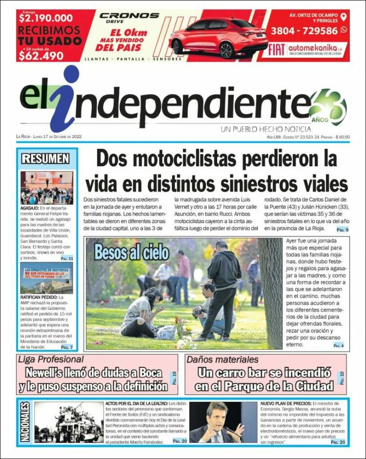 Portada de El Independiente (Argentina)